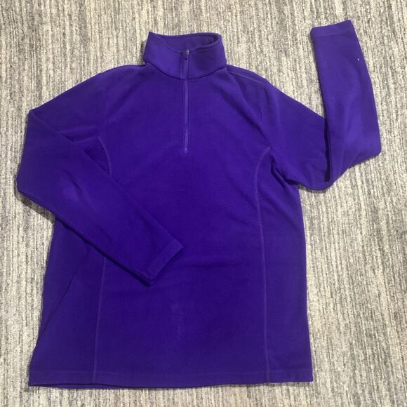 Lands End‎ Women's Fleece Sweater Sz Medium Purple 1/4 Zip Pullover Soft Outdoor - Picture 1 of 6